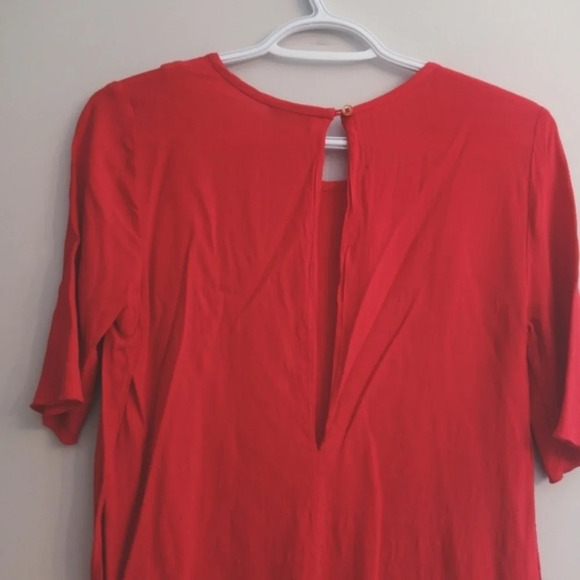 Aritzia Babaton Half Sleeve Red Crepe Blouse with Side Slits Small - Picture 10 of 16
